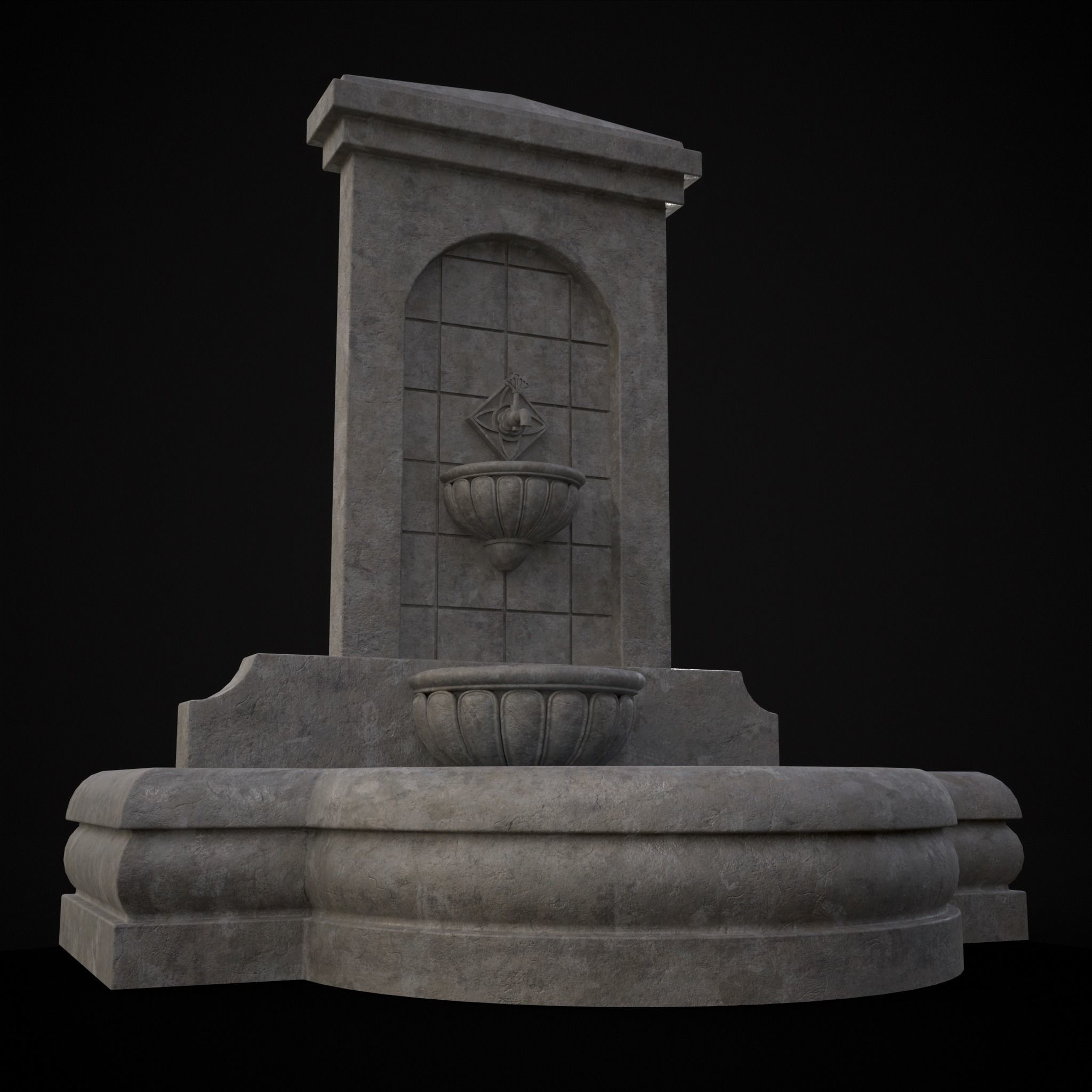Multi Level Wall Fountain Low-poly 3D model_3