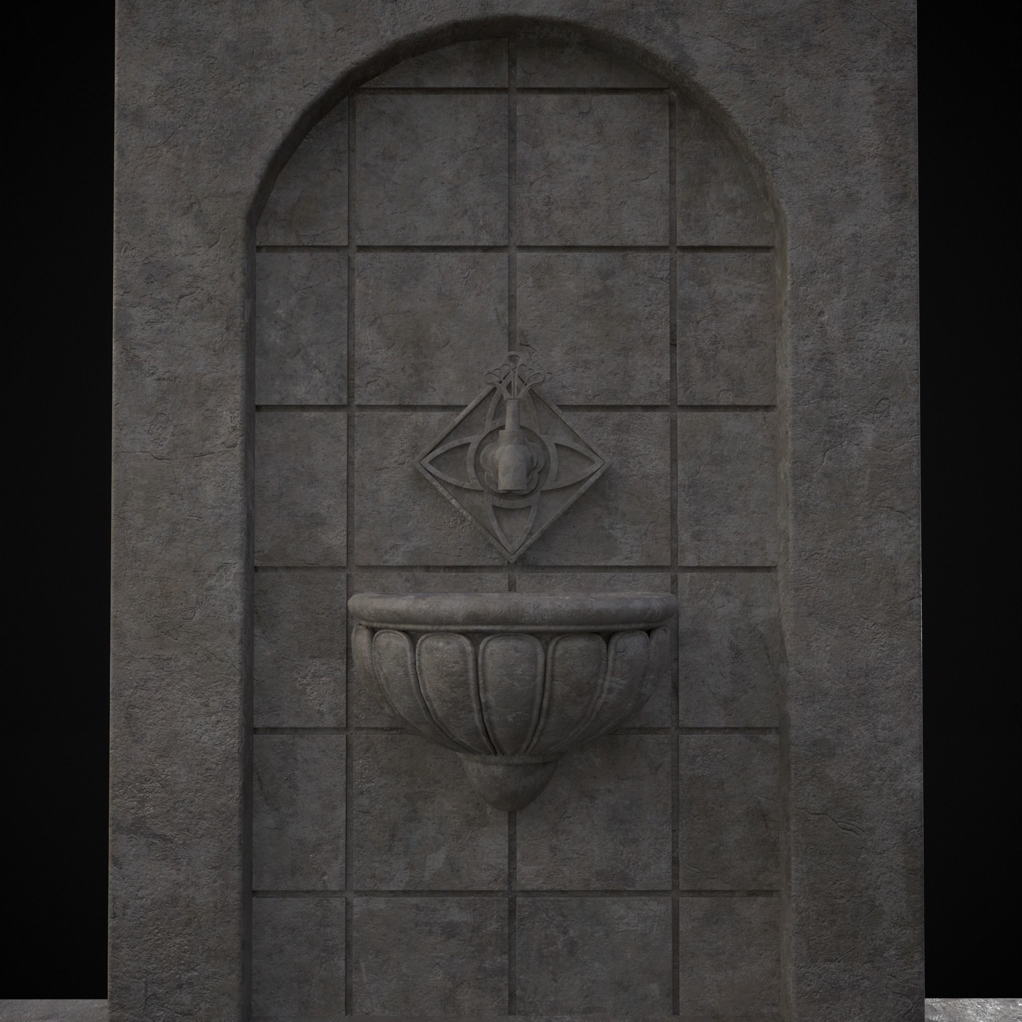 Multi Level Wall Fountain Low-poly 3D model_17