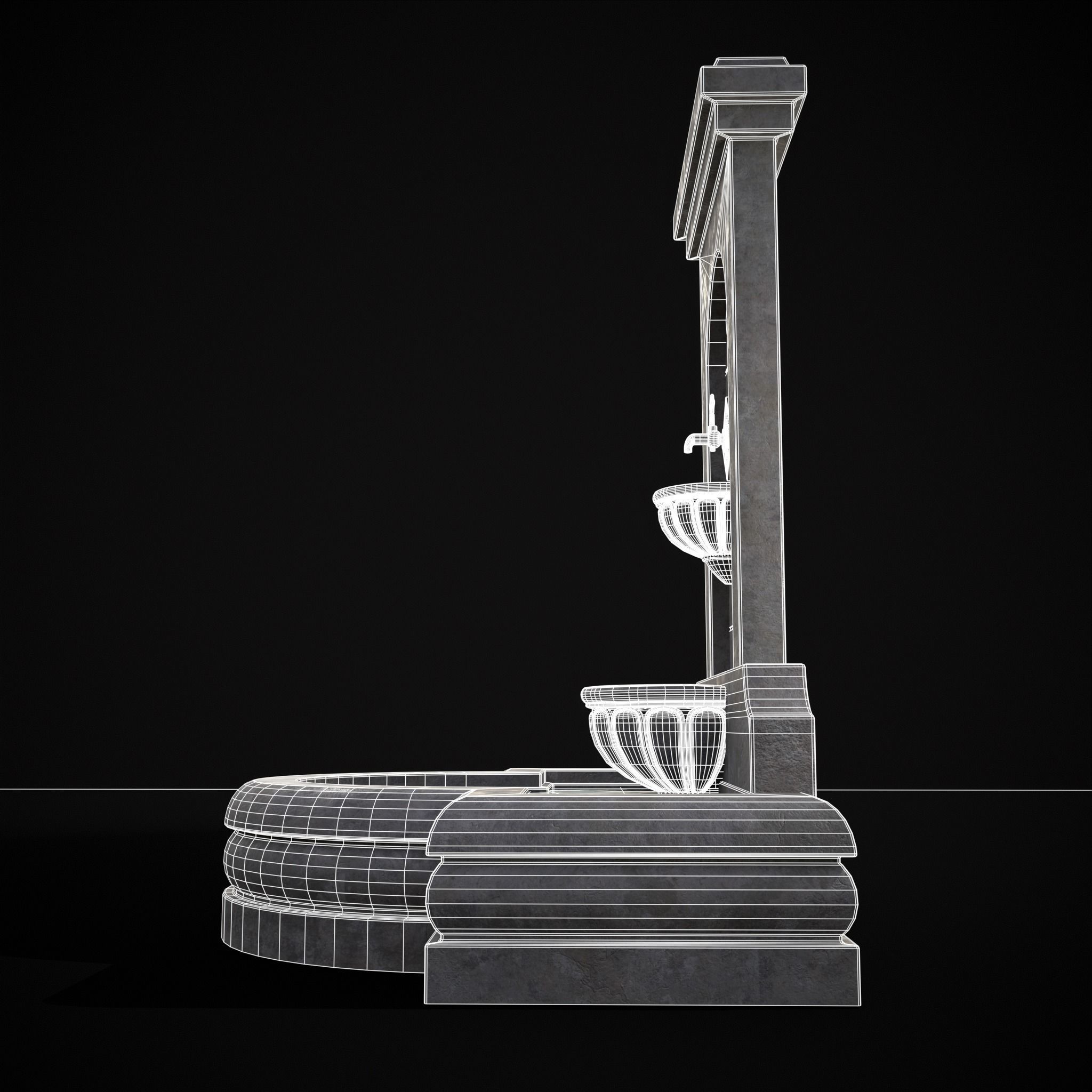 Multi Level Wall Fountain Low-poly 3D model_8