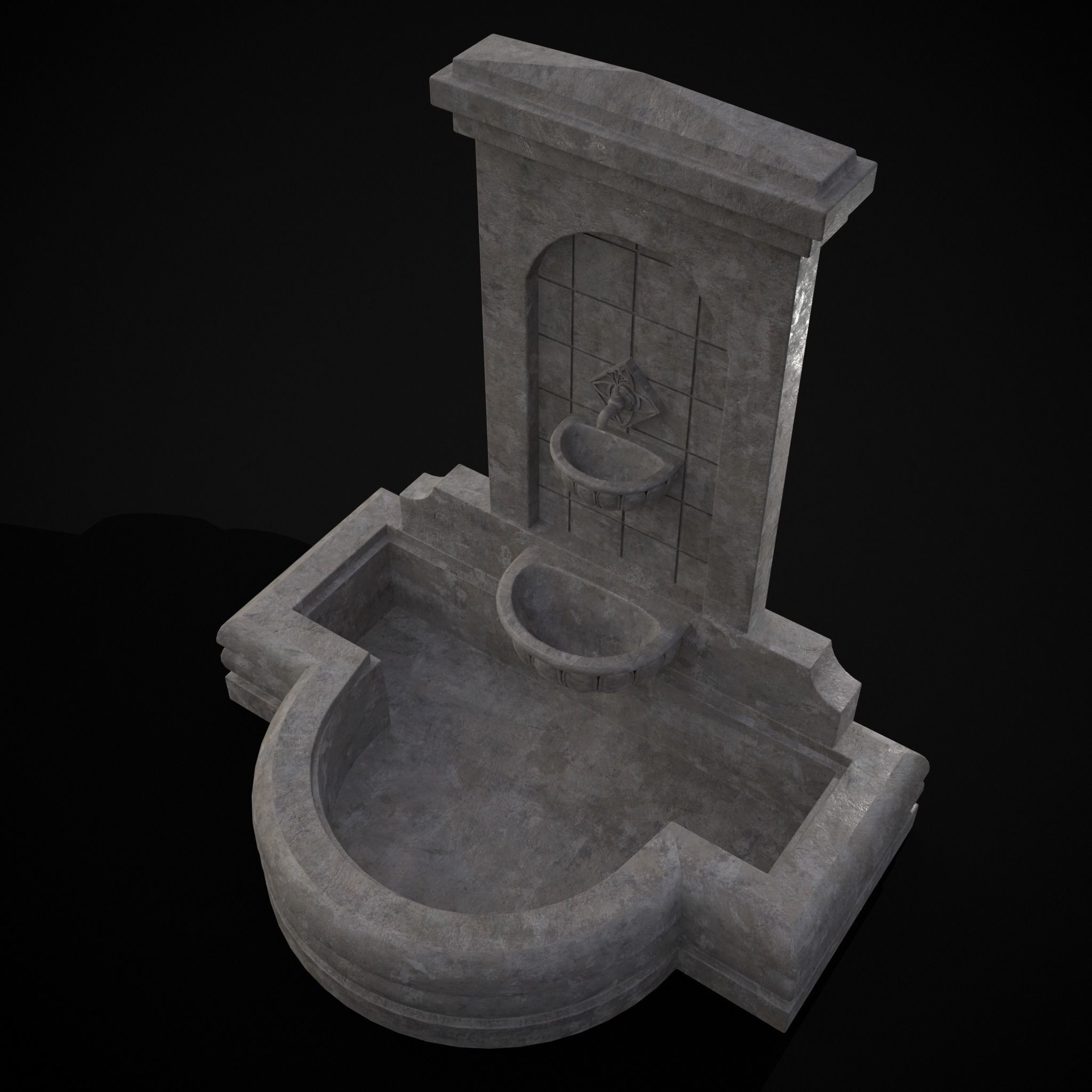Multi Level Wall Fountain Low-poly 3D model_25