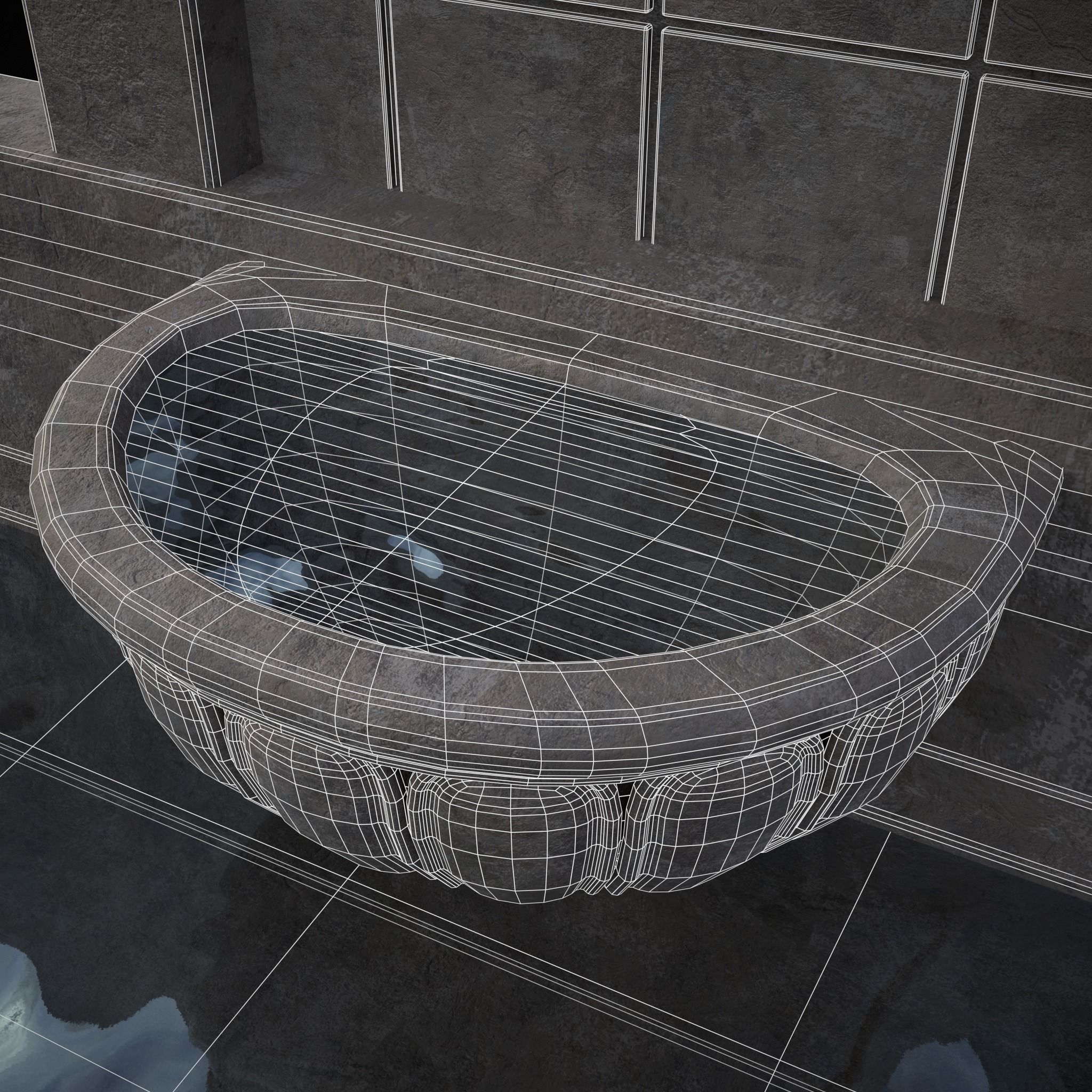 Multi Level Wall Fountain Low-poly 3D model_22