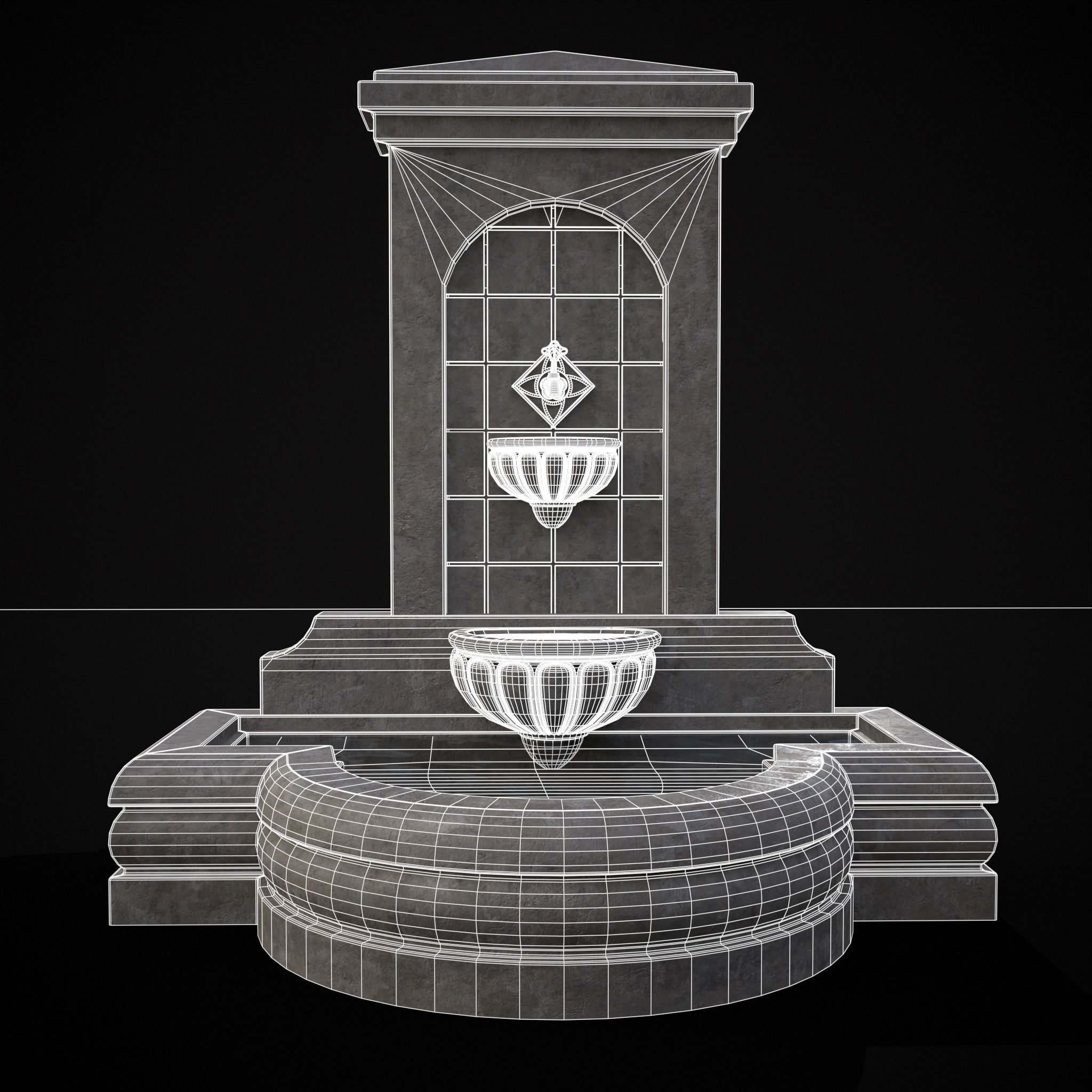 Multi Level Wall Fountain Low-poly 3D model_12