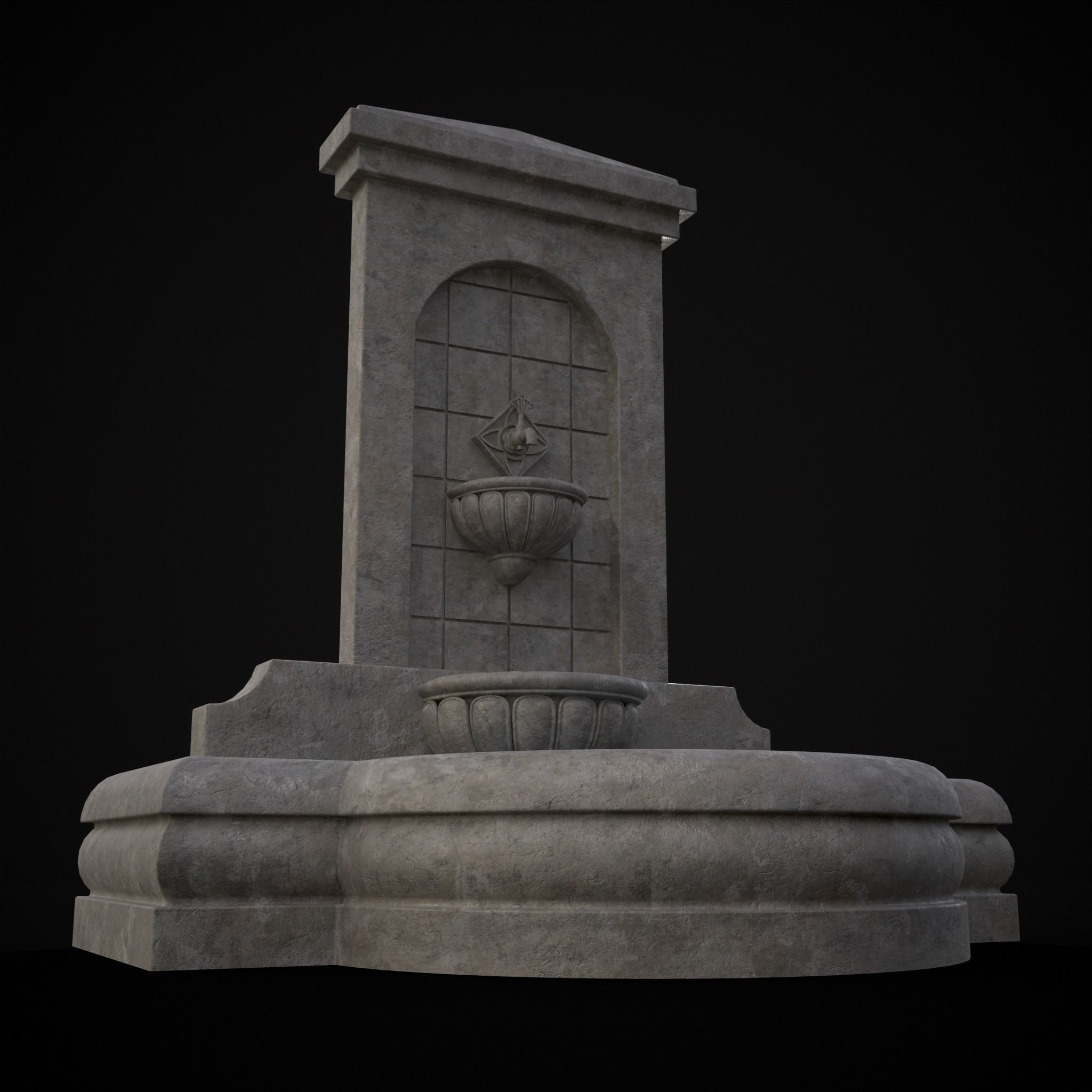 Multi Level Wall Fountain Low-poly 3D model_13
