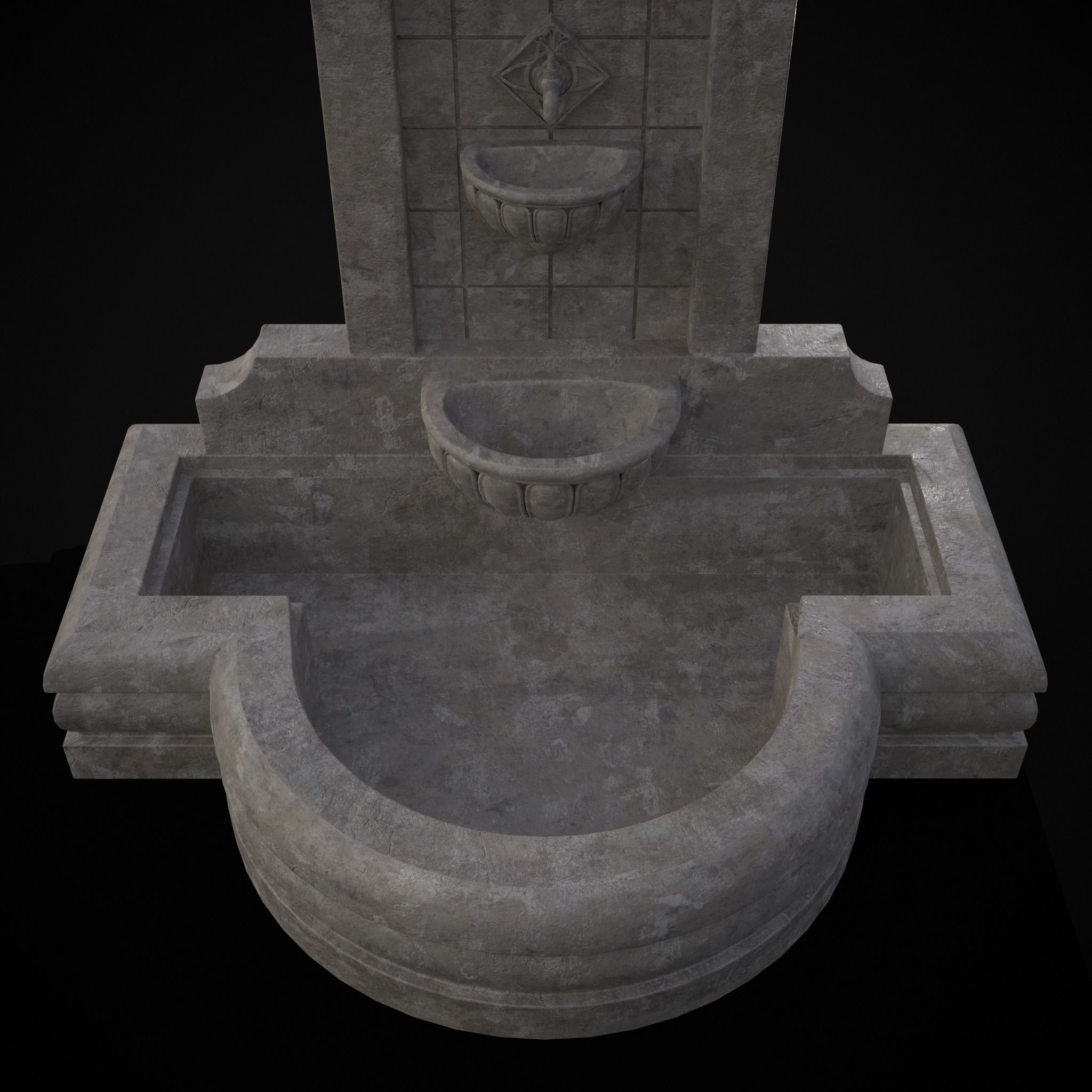 Multi Level Wall Fountain Low-poly 3D model_33
