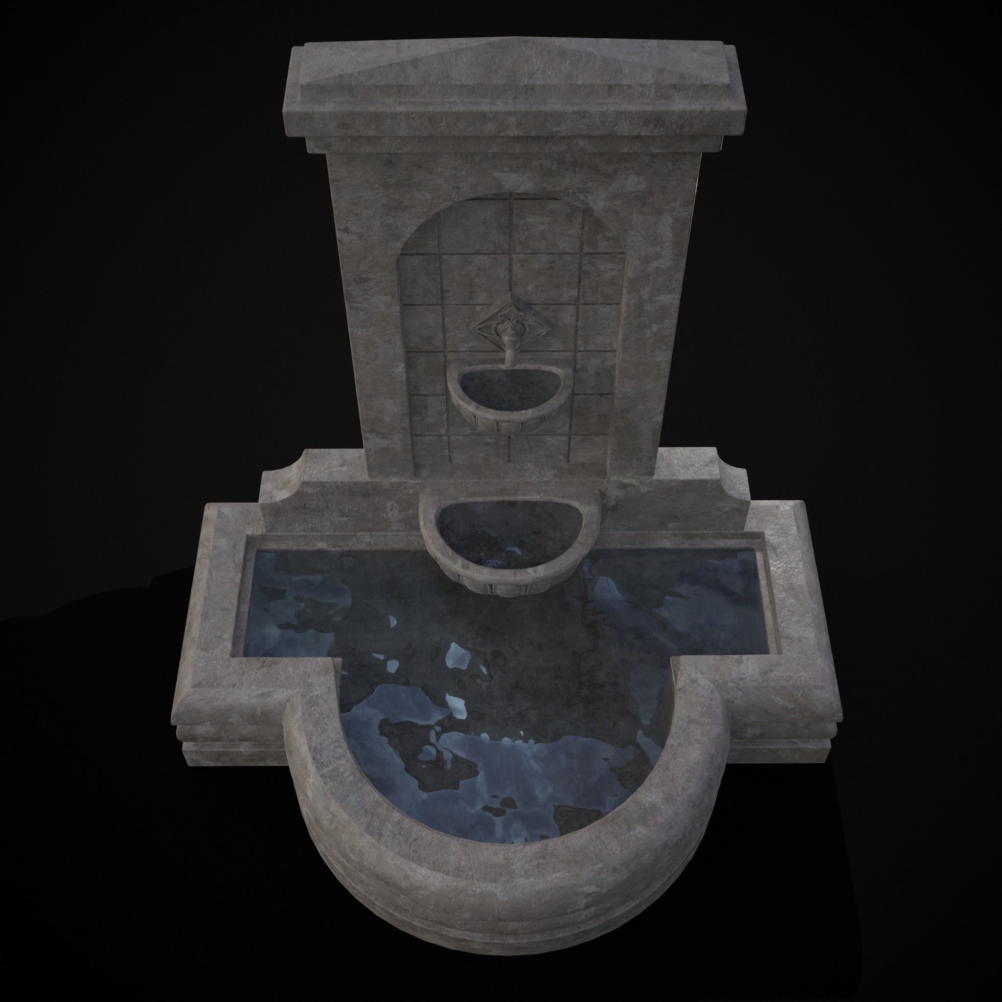 Multi Level Wall Fountain Low-poly 3D model_9