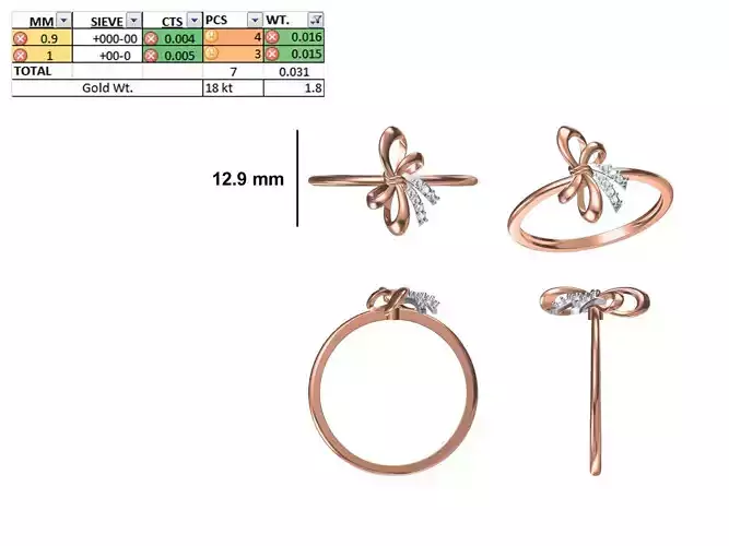Women Light Weight Ring STL OBJ FBX JCD Details