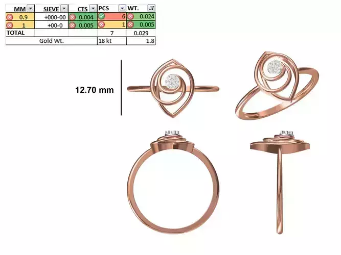 Women Light Weight Ring STL OBJ FBX JCD Details