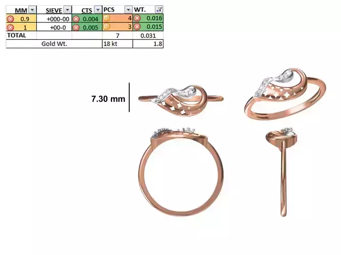 Women Light Weight Ring STL OBJ FBX JCD Details