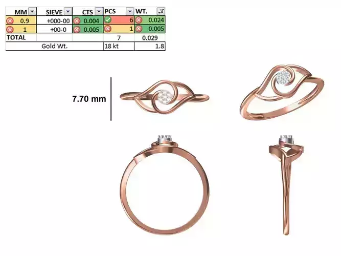 Women Light Weight Ring STL OBJ FBX JCD Details