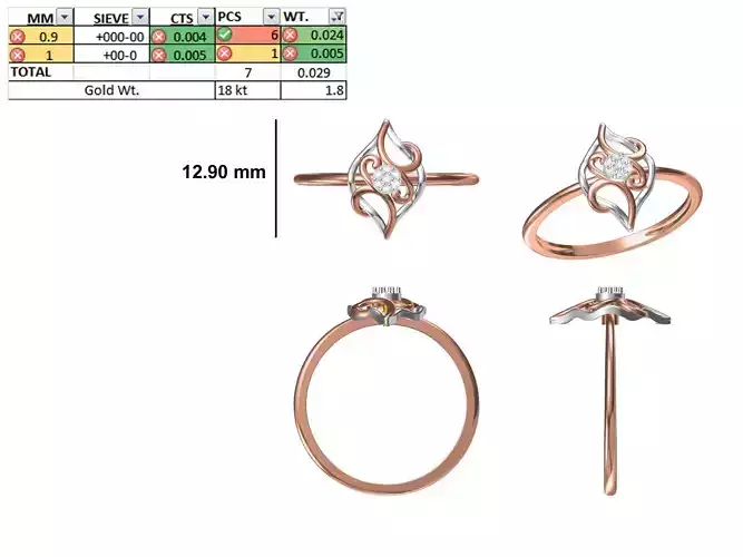 Women Light Weight Ring STL OBJ FBX JCD Details