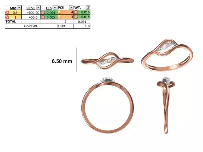Women Light Weight Ring STL OBJ FBX JCD Details