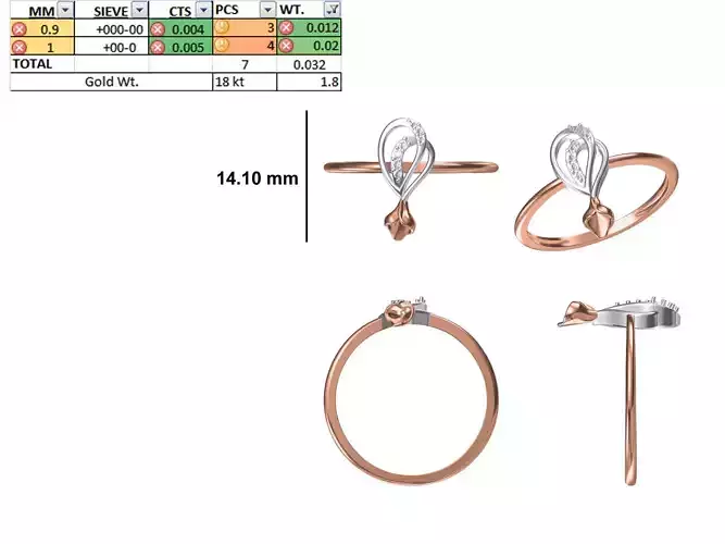 Women Light Weight Ring STL OBJ FBX JCD Details
