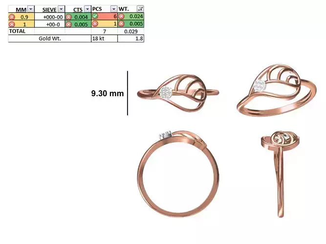 Women Light Weight Ring STL OBJ FBX JCD Details