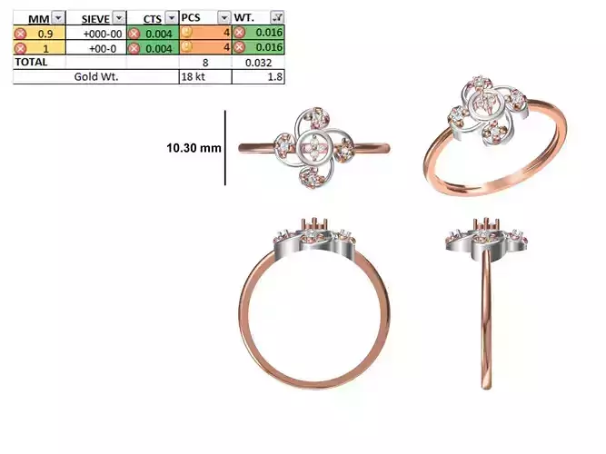 Women Light Weight Ring STL OBJ FBX JCD Details