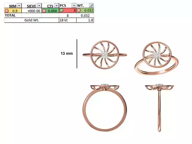 Women Light Weight Ring STL OBJ FBX JCD Details