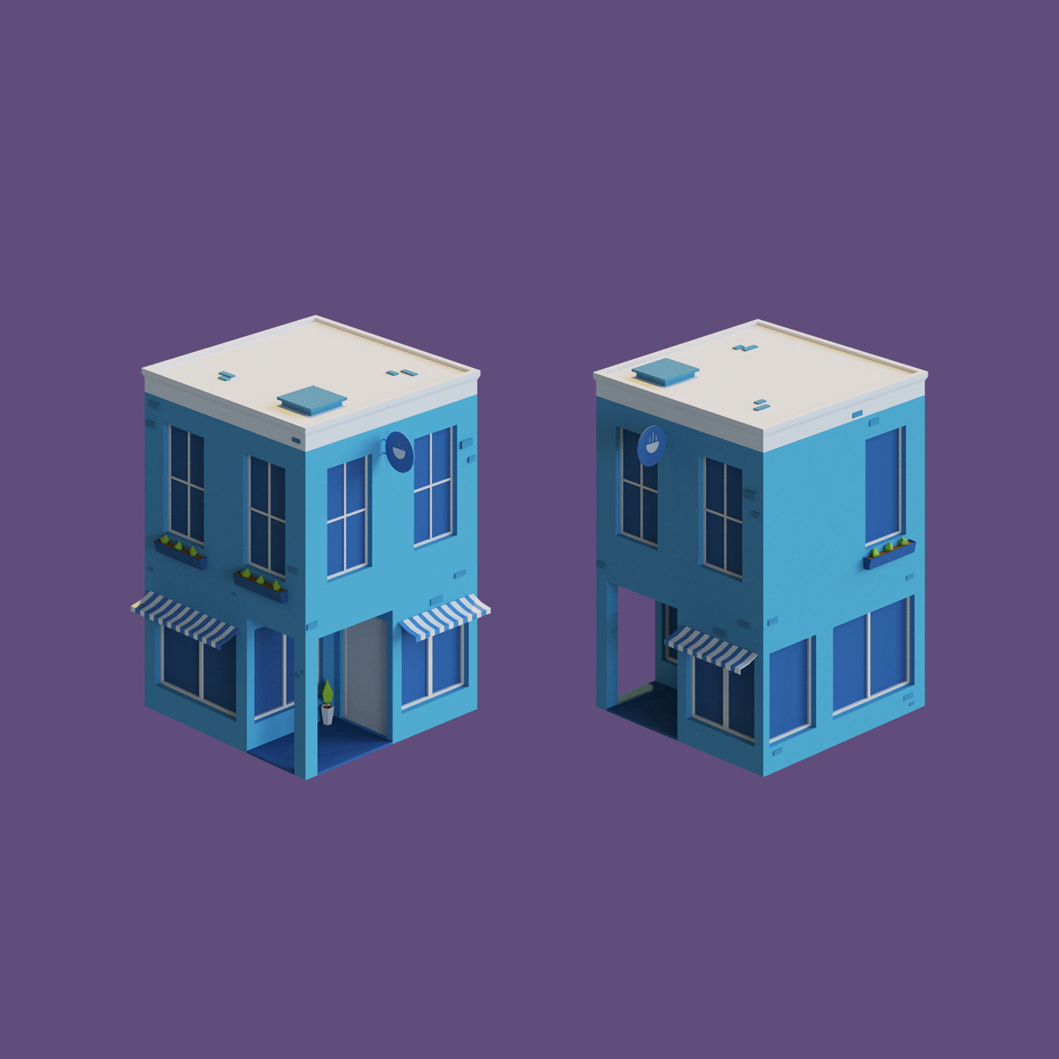 Cartoon House Collection 2 Low-poly 3D model_5