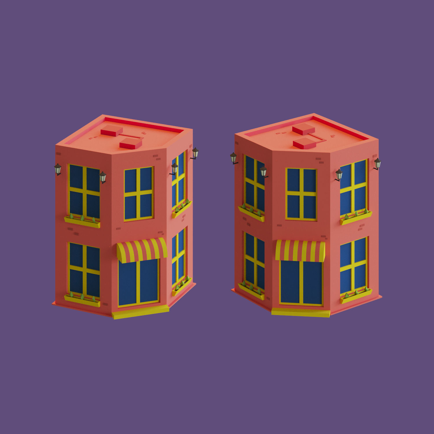 Cartoon House Collection 2 Low-poly 3D model_9