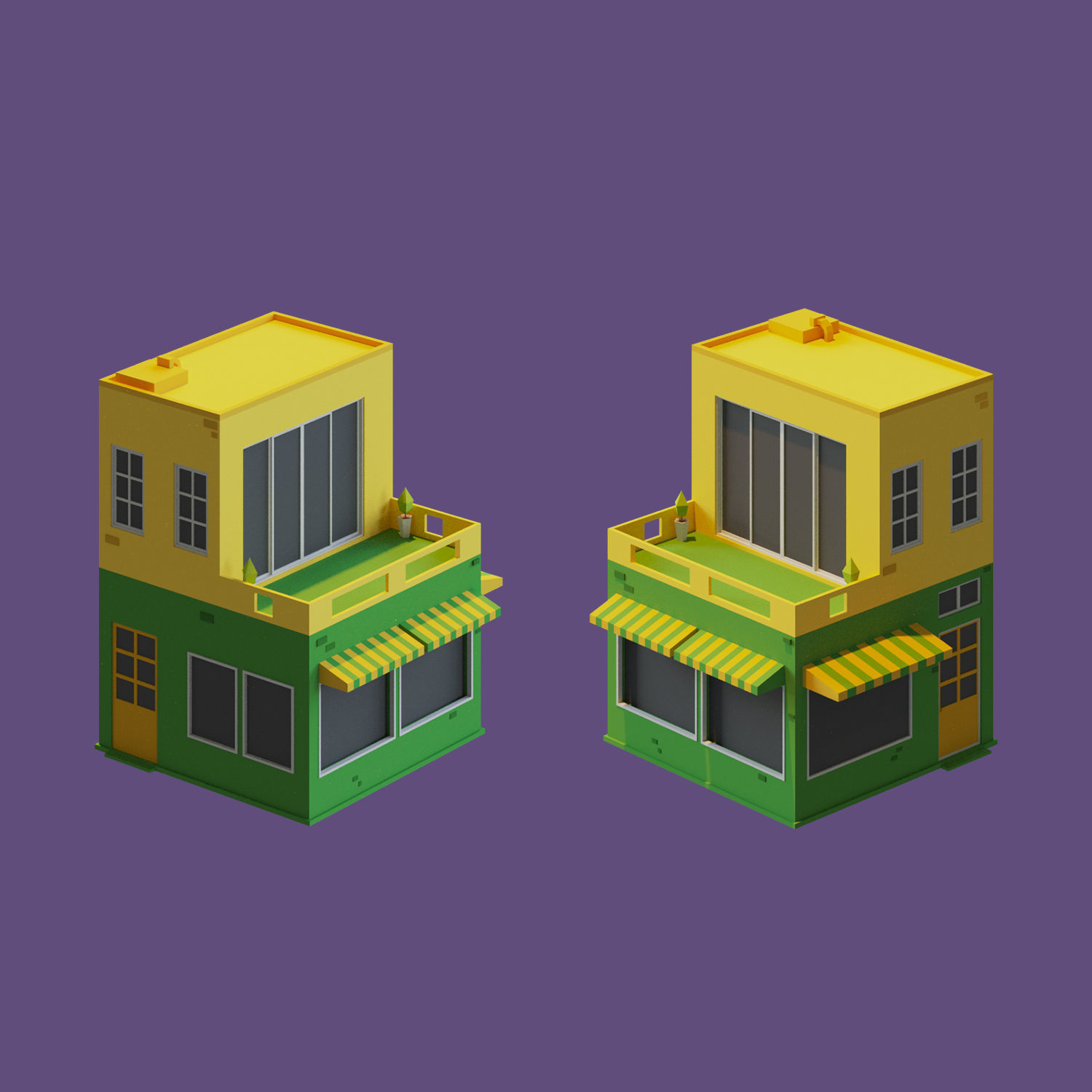 Cartoon House Collection 2 Low-poly 3D model_3