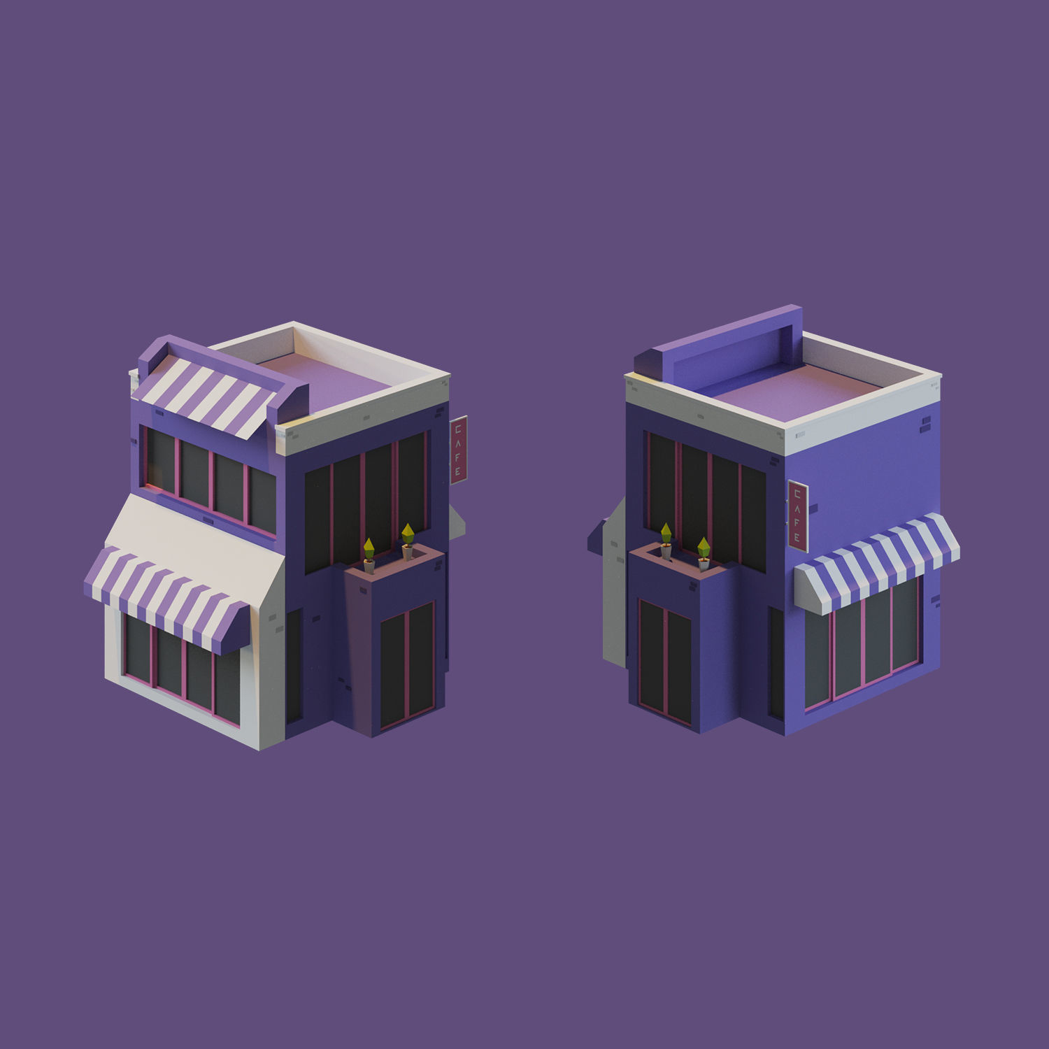 Cartoon House Collection 2 Low-poly 3D model_1