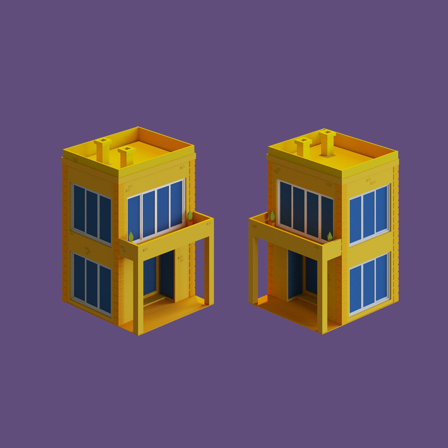 Cartoon House Collection 2 Low-poly 3D model_10