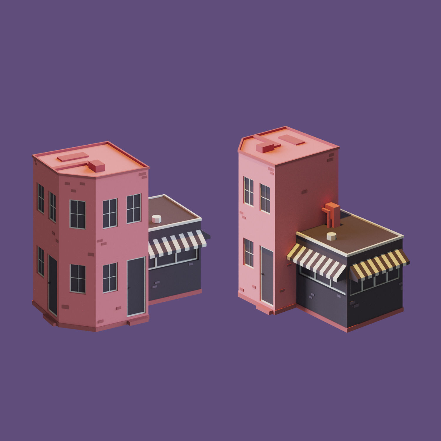 Cartoon House Collection 2 Low-poly 3D model_8