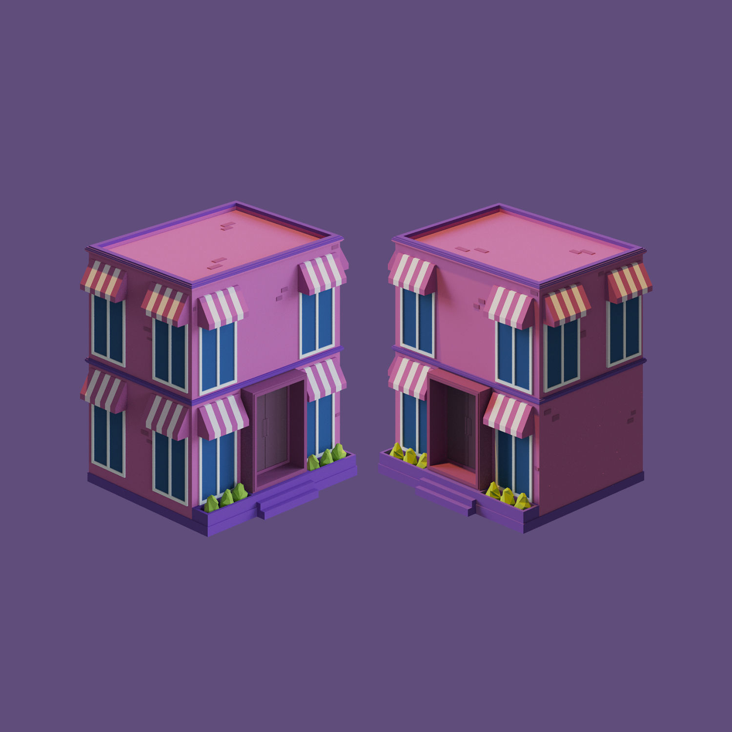 Cartoon House Collection 2 Low-poly 3D model_7