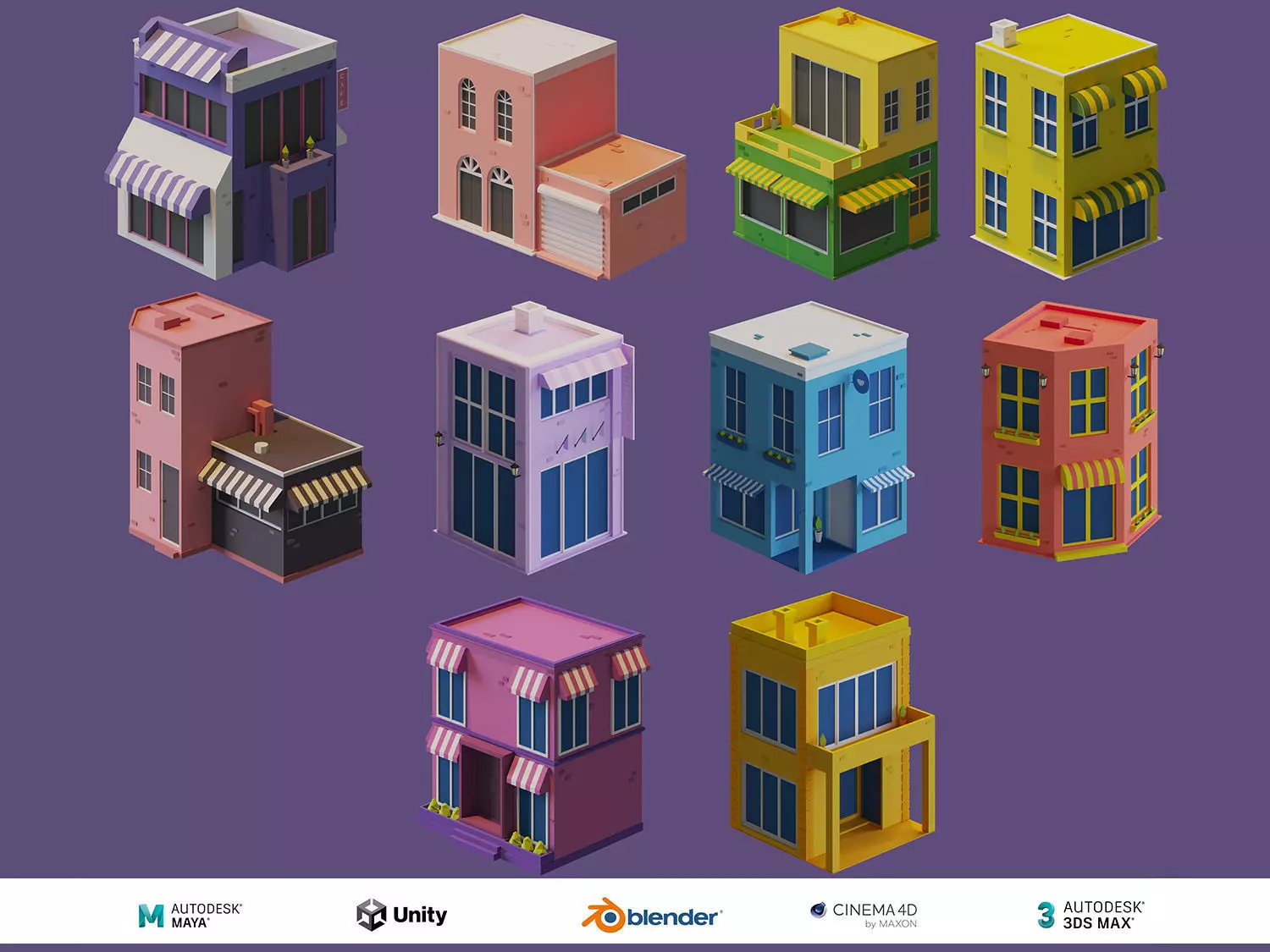 Cartoon House Collection 2 Low-poly 3D model_0