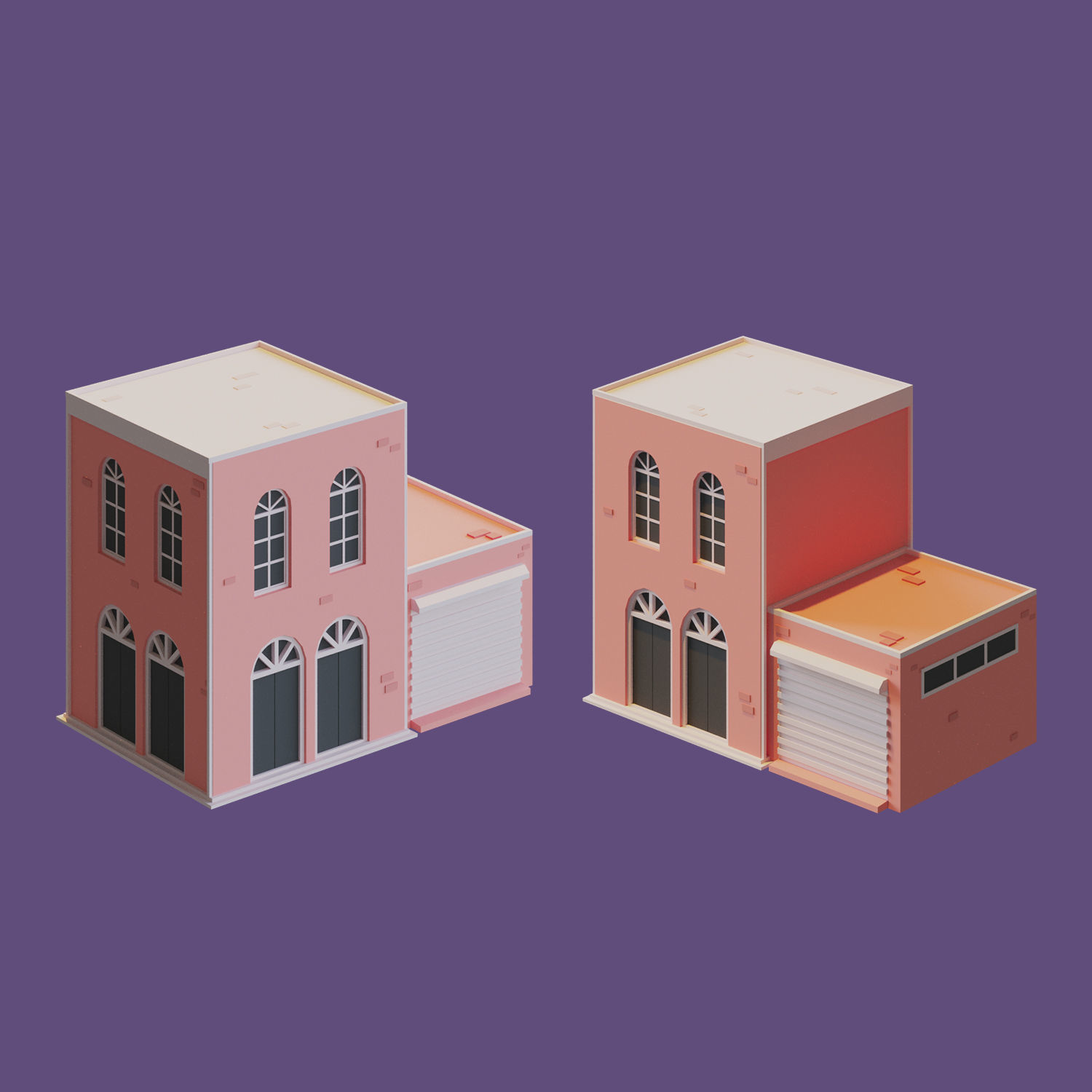 Cartoon House Collection 2 Low-poly 3D model_4