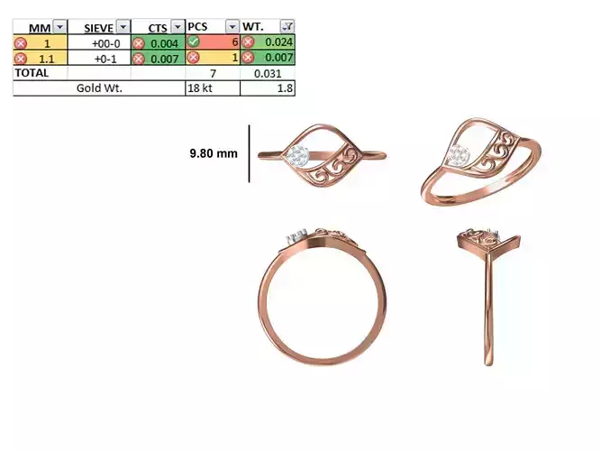 Women Light Weight Ring STL OBJ FBX JCD Details