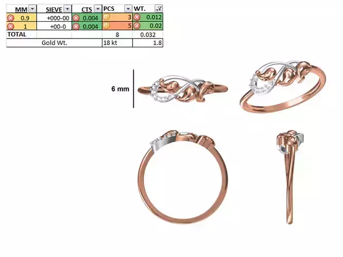 Women Light Weight Ring STL OBJ FBX JCD Details