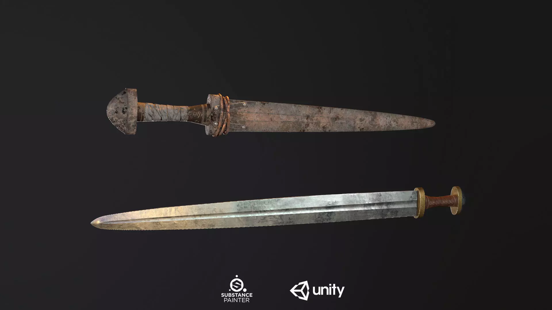 Viking Short Sword PBR Low-poly 3D model_0