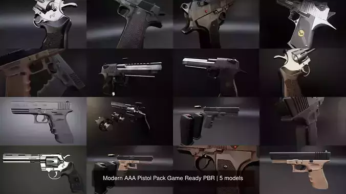 Modern AAA Pistol Pack Game Ready PBR