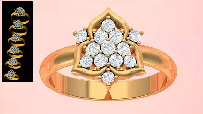 Diamond Bridal  Engagement Ring Set For Women  3D print model