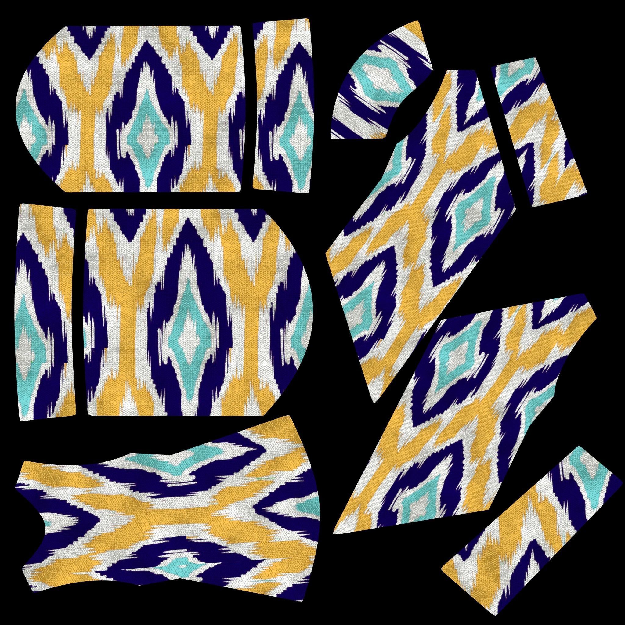 Traditional ikat pattern coat - clothing 3D model_6