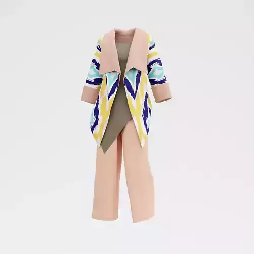 Traditional ikat pattern coat - clothing 3D model