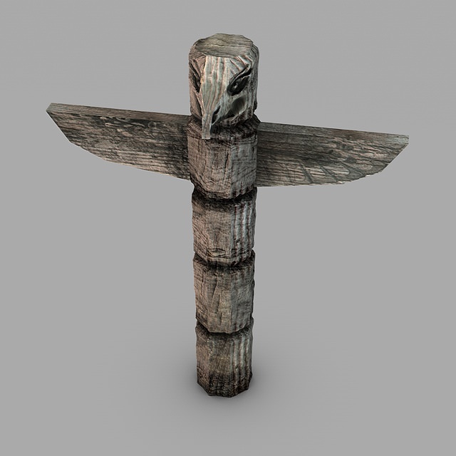 Totem pole Low-poly 3D model_3