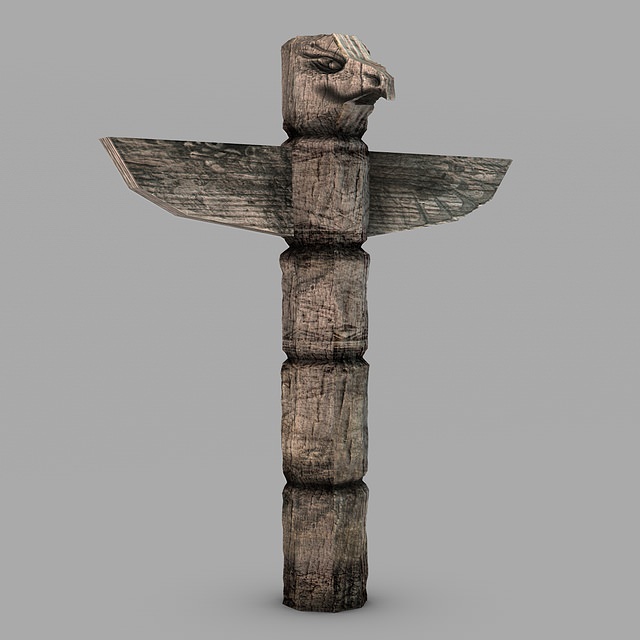 Totem pole Low-poly 3D model_2