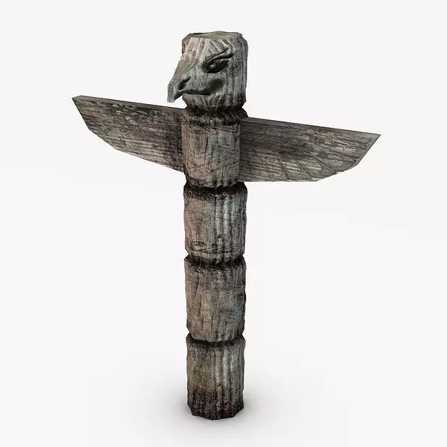 Totem pole Low-poly 3D model_0