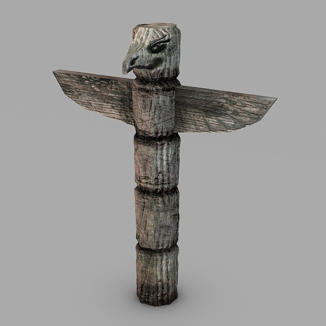 Totem pole Low-poly 3D model_1