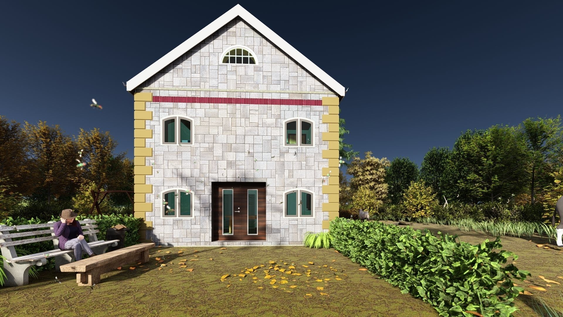 Small Apartment 3D House plan  Low-poly 3D model_8