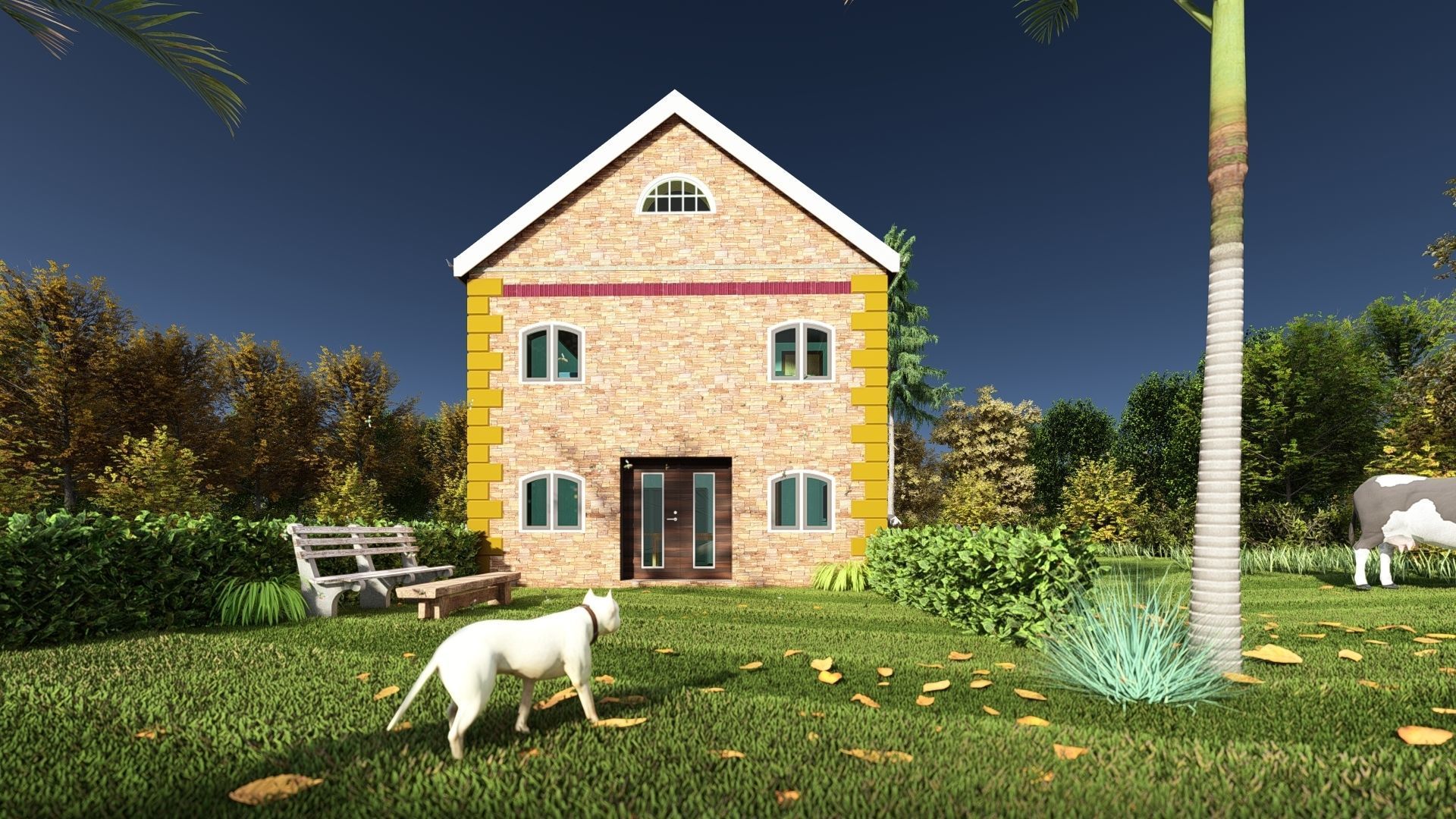 Small Apartment 3D House plan  Low-poly 3D model_6