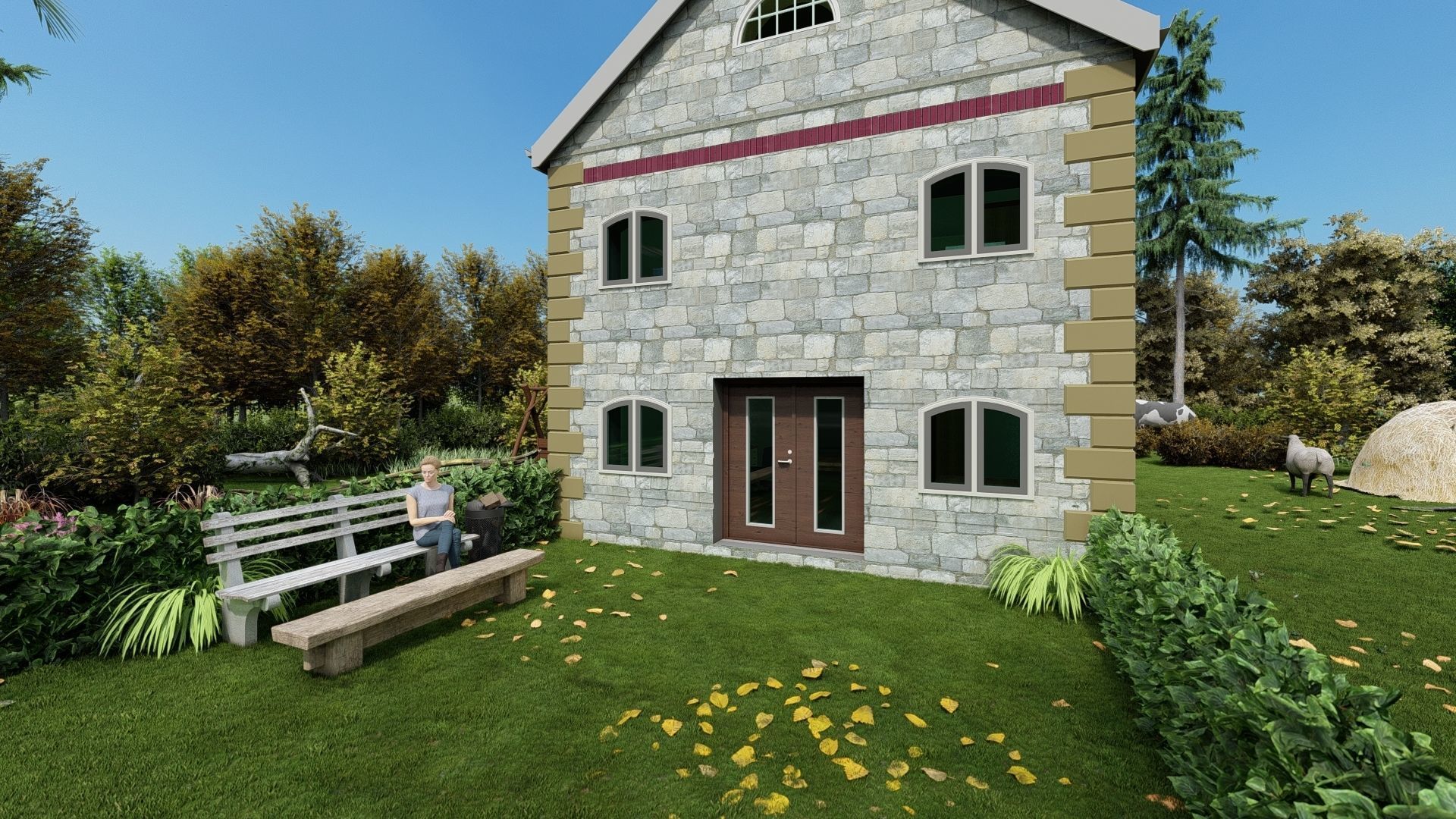 Small Apartment 3D House plan  Low-poly 3D model_16