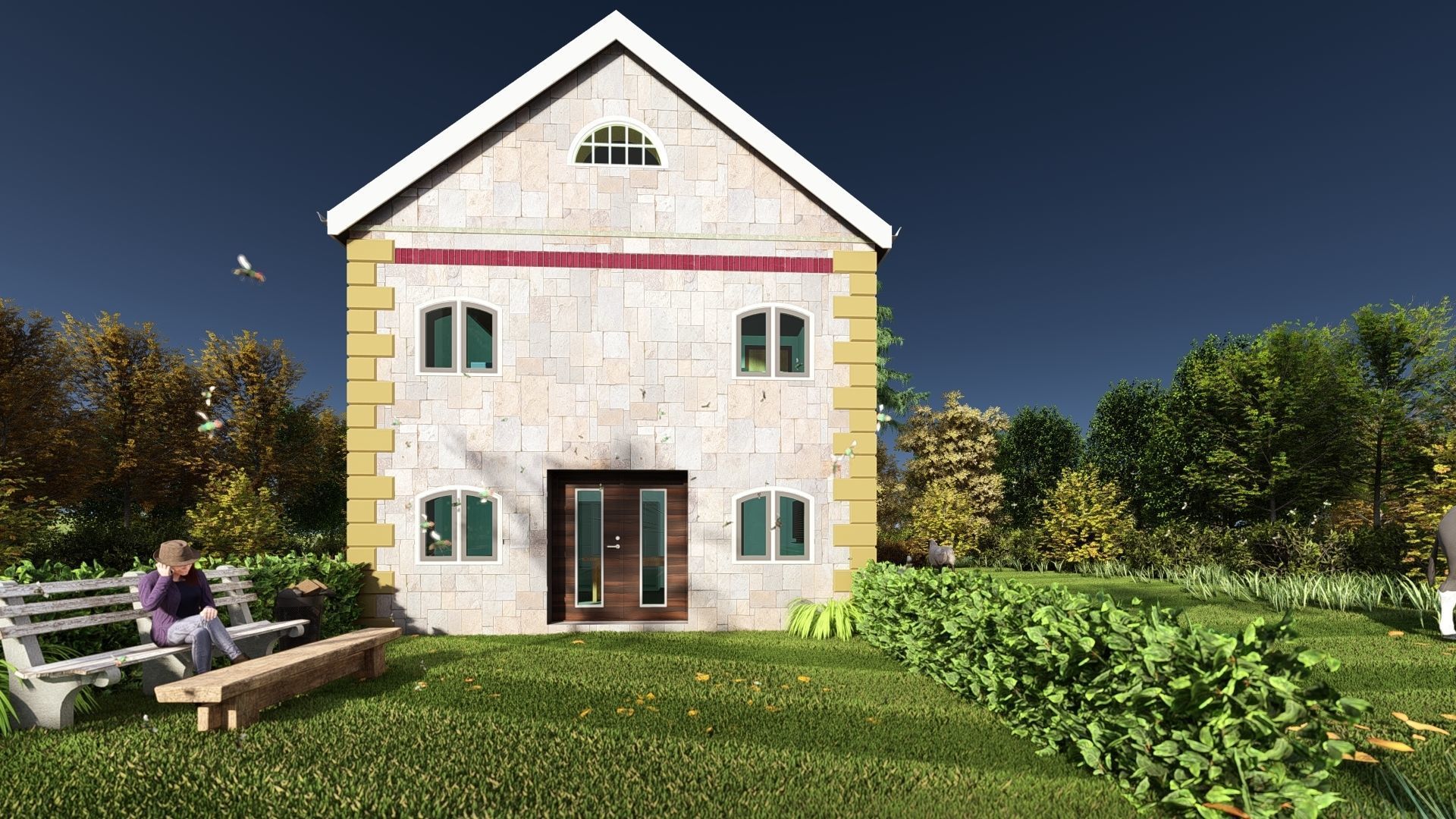 Small Apartment 3D House plan  Low-poly 3D model_2