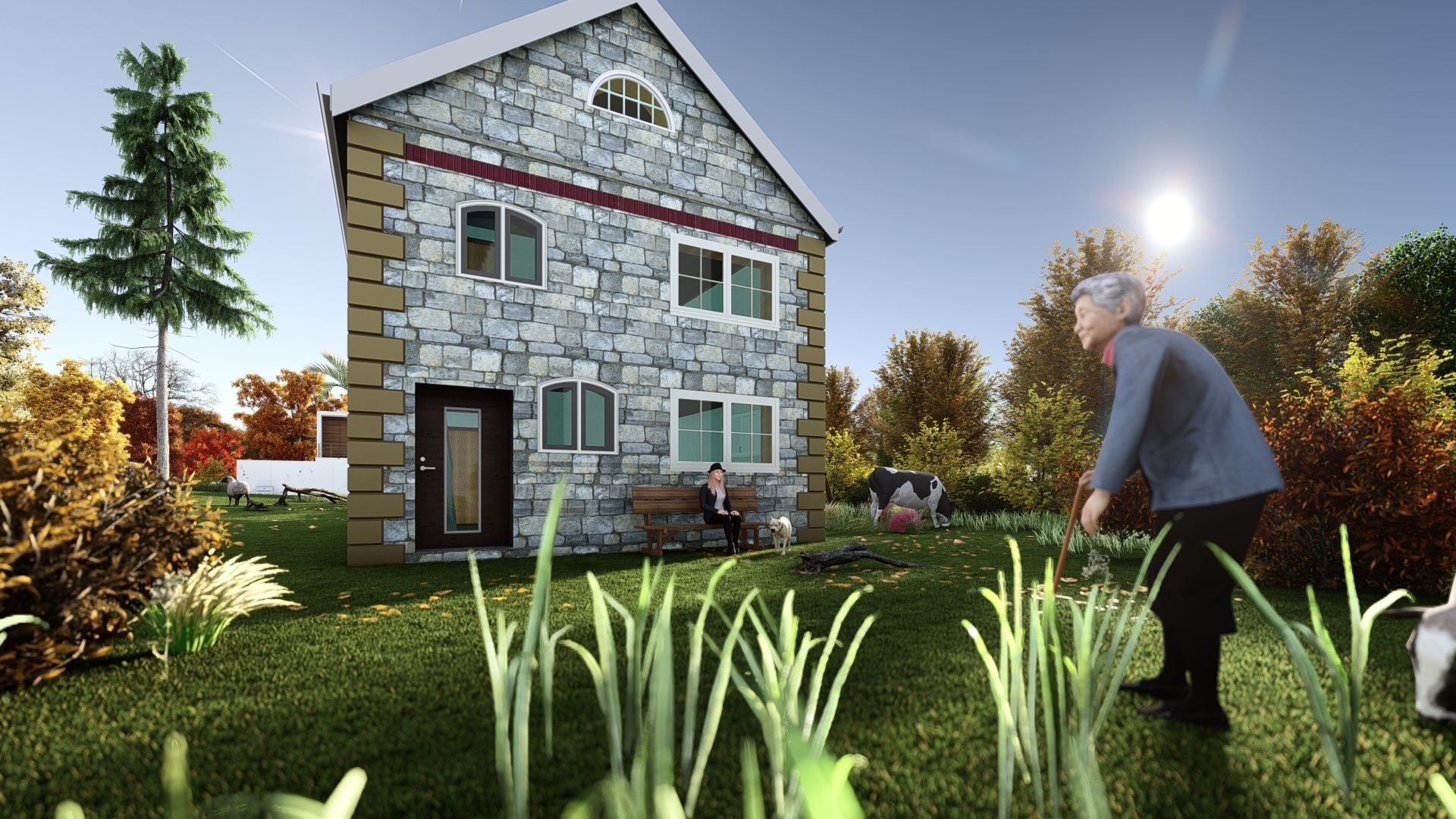 Small Apartment 3D House plan  Low-poly 3D model_12