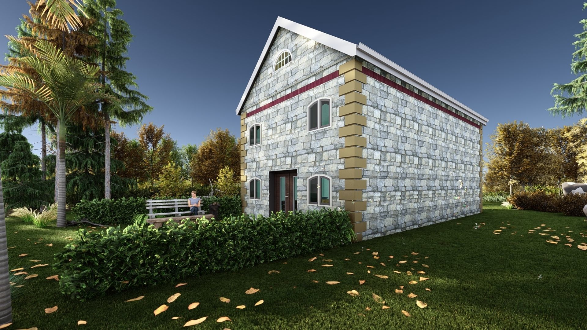 Small Apartment 3D House plan  Low-poly 3D model_15