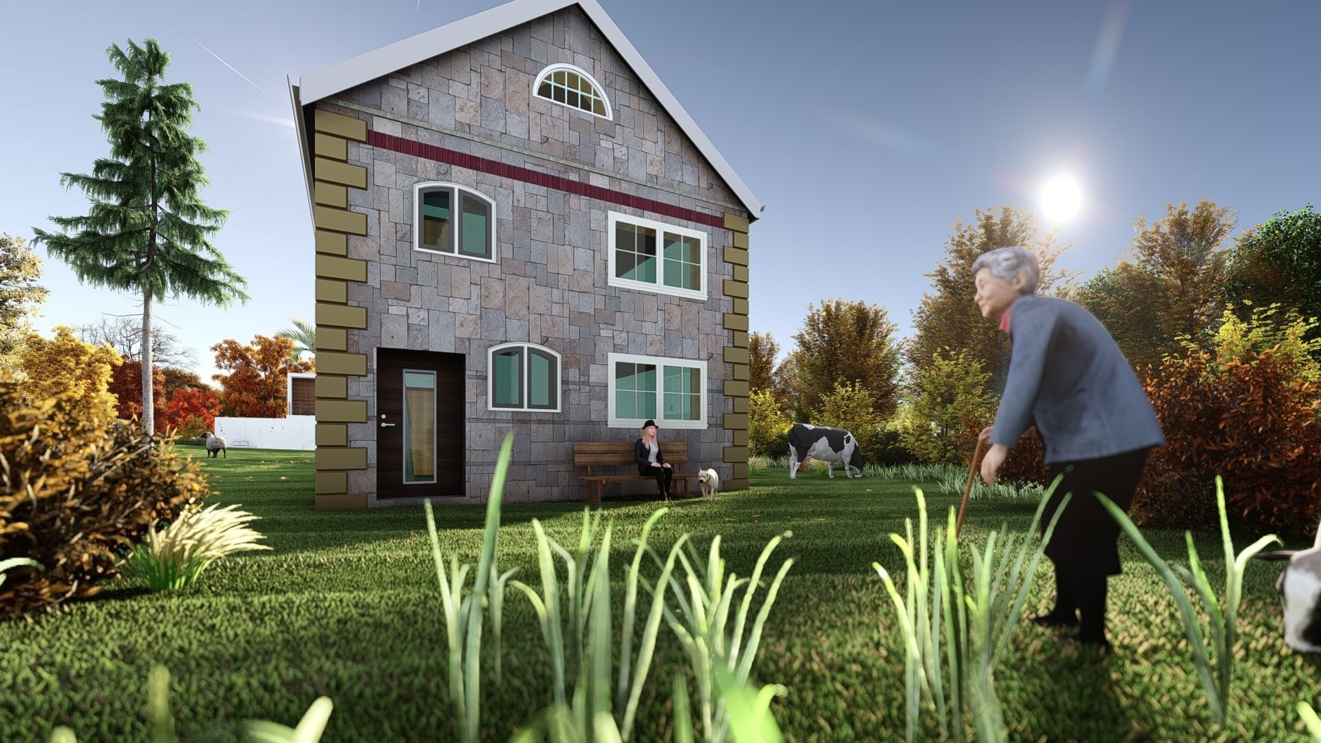 Small Apartment 3D House plan  Low-poly 3D model_7