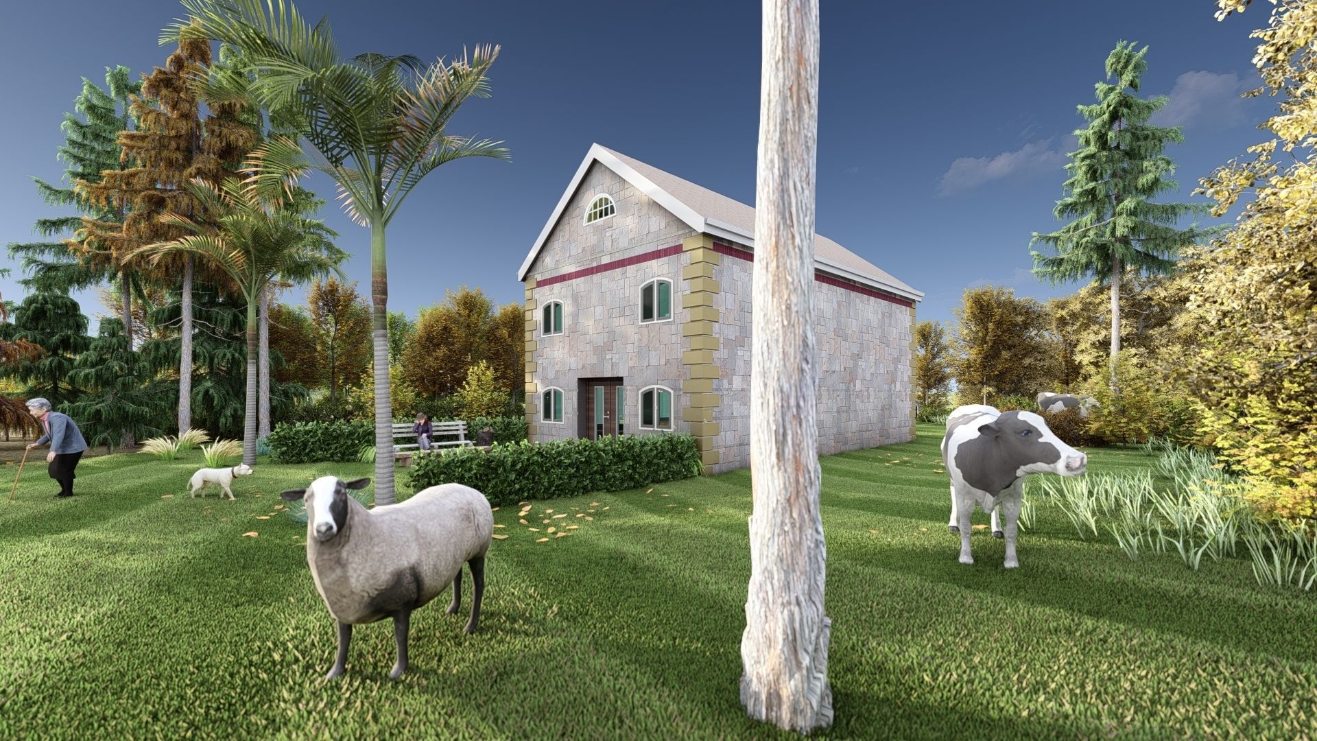 Small Apartment 3D House plan  Low-poly 3D model_3