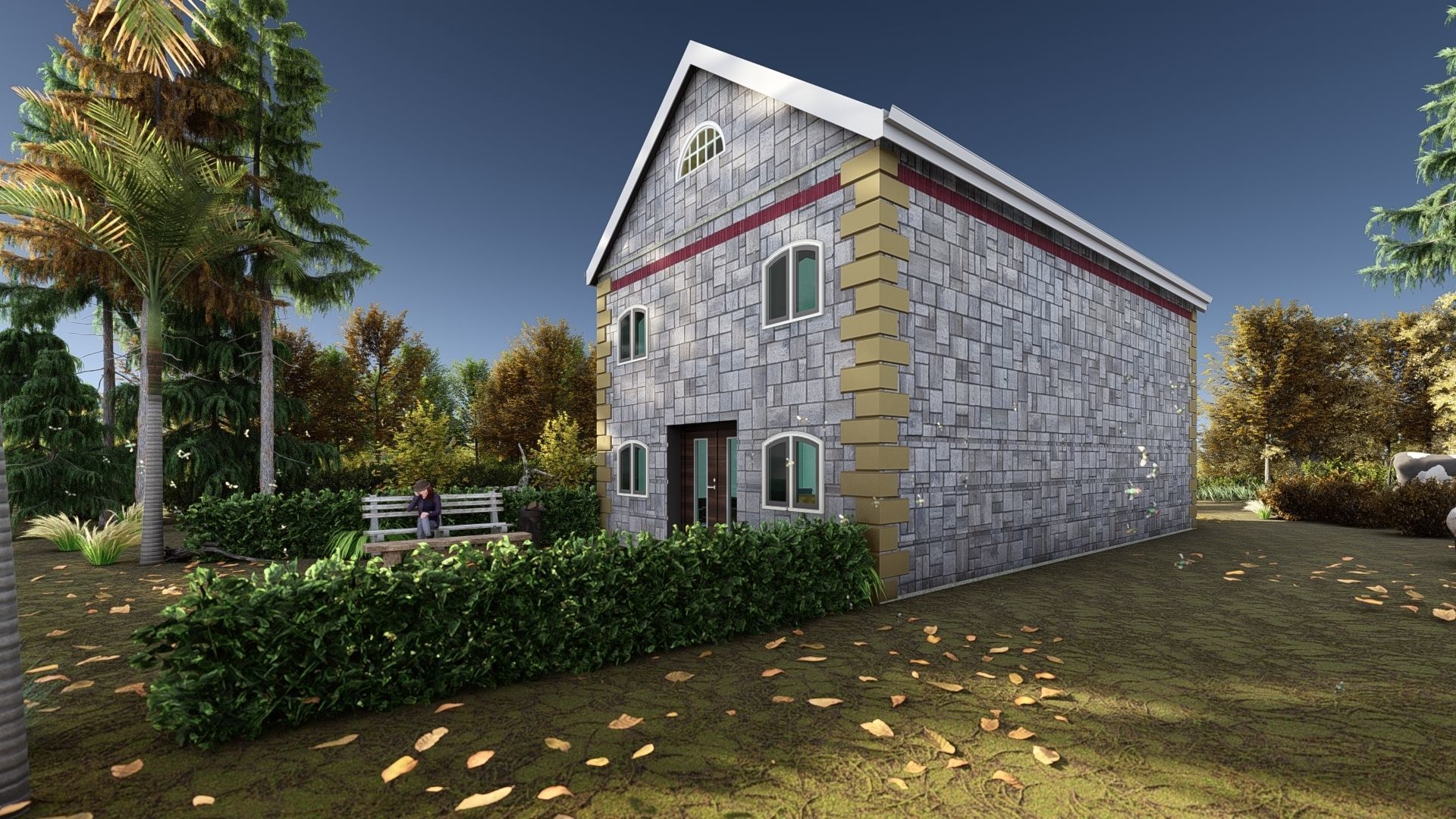 Small Apartment 3D House plan  Low-poly 3D model_1