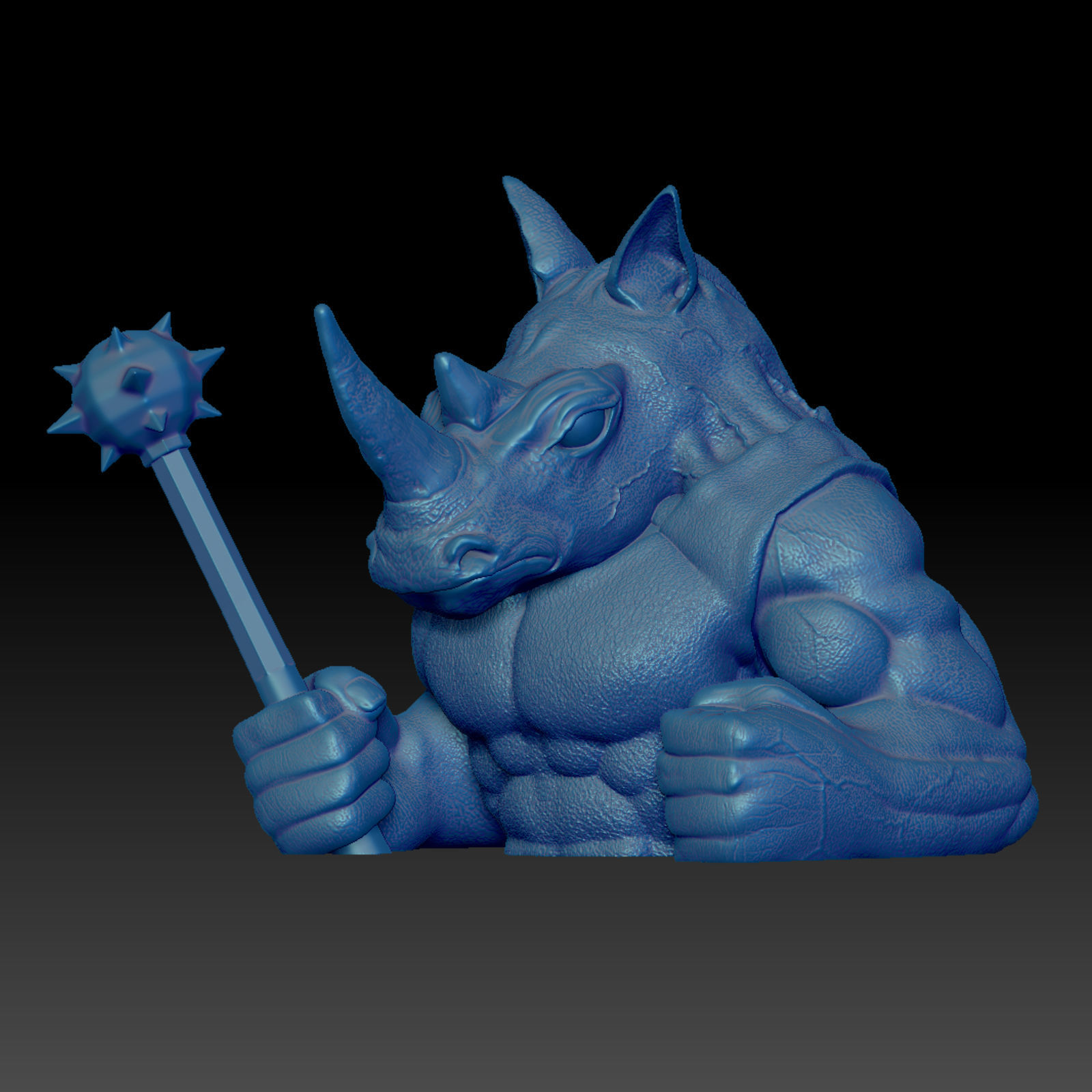 Rhinocerus-Dozer  Rhino  Bust- High-Polygon 3D print model 3D print model_7