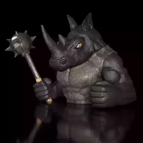 Rhinocerus-Dozer  Rhino  Bust- High-Polygon 3D print model 3D print model